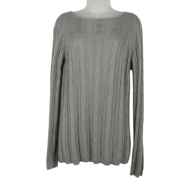 J.Crew Cable Knit Mohair Wool Blend Gray Sweater Pullover Size M Vintage Preppy - Picture 1 of 7